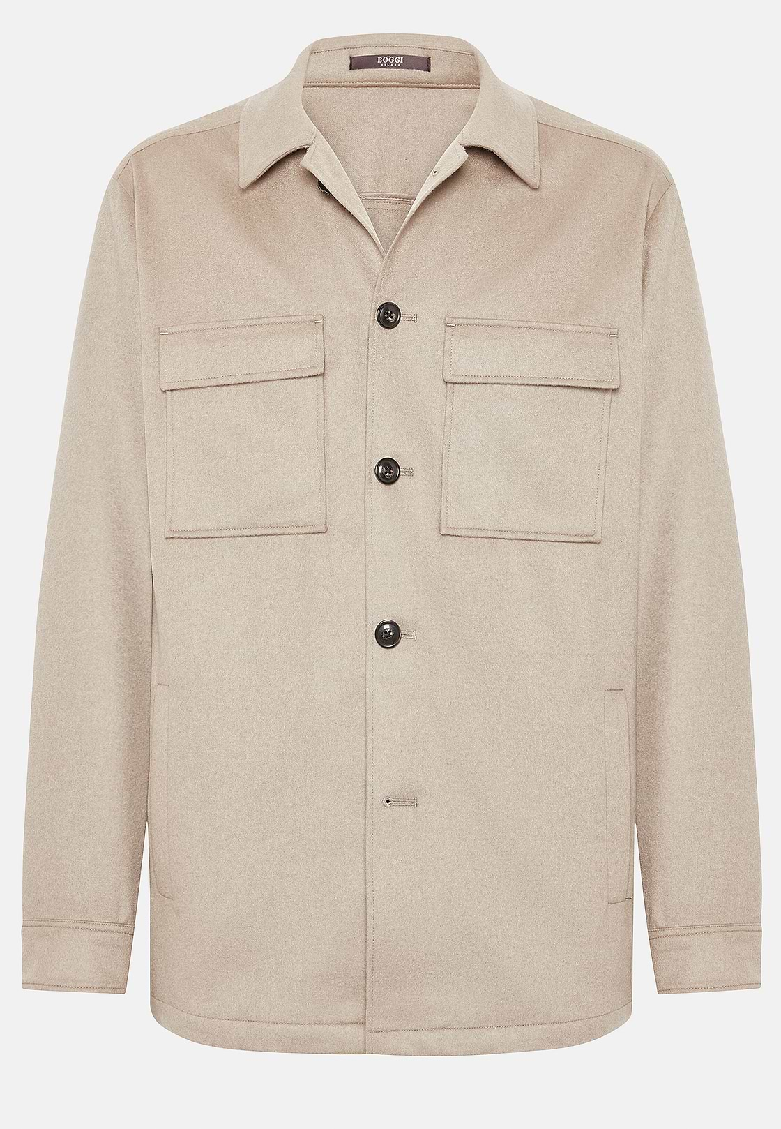 Link Shirt Jacket in Pure Cashmere, Beige, hi-res