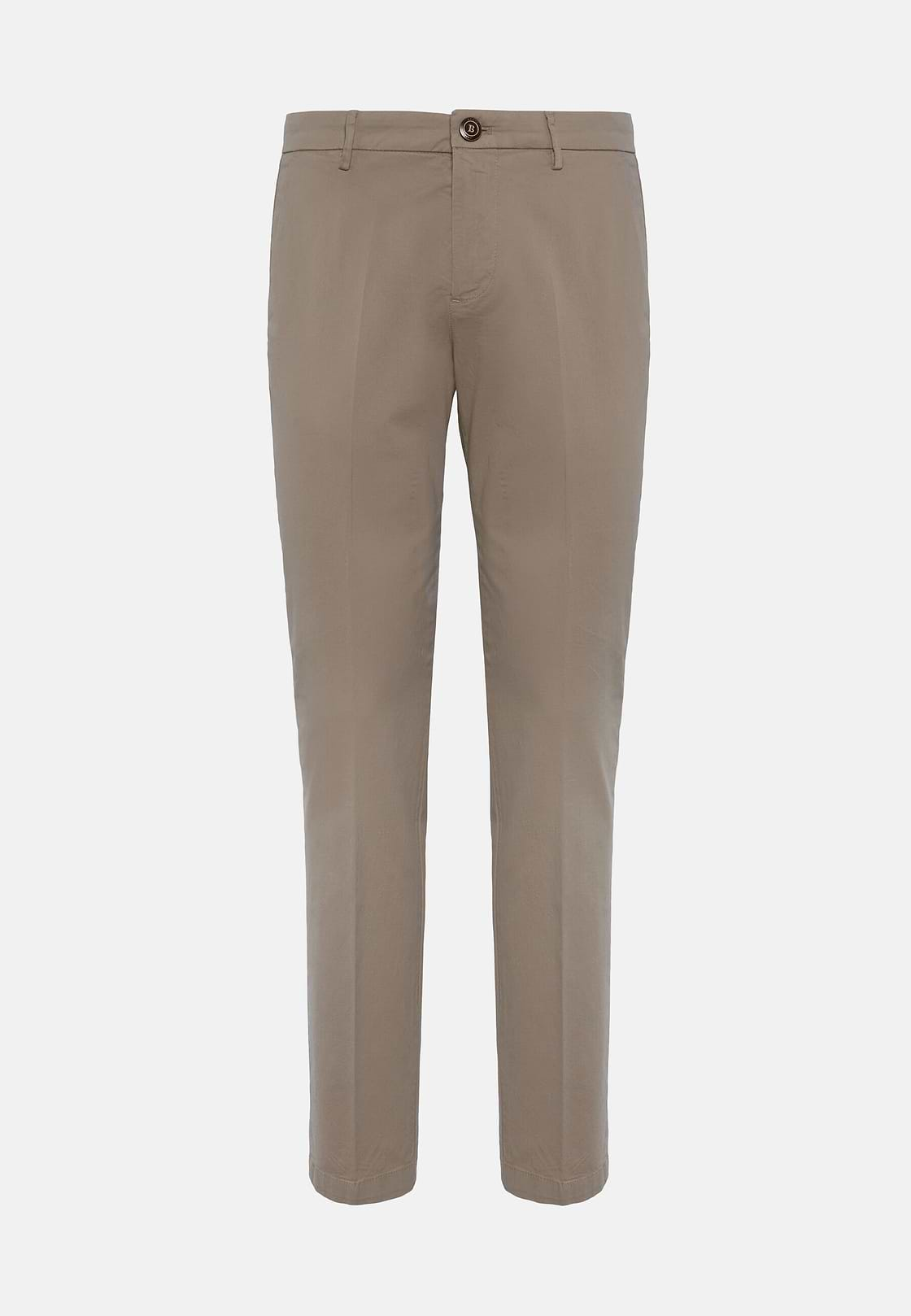 Pantalon En Coton Extensible, Taupe, hi-res