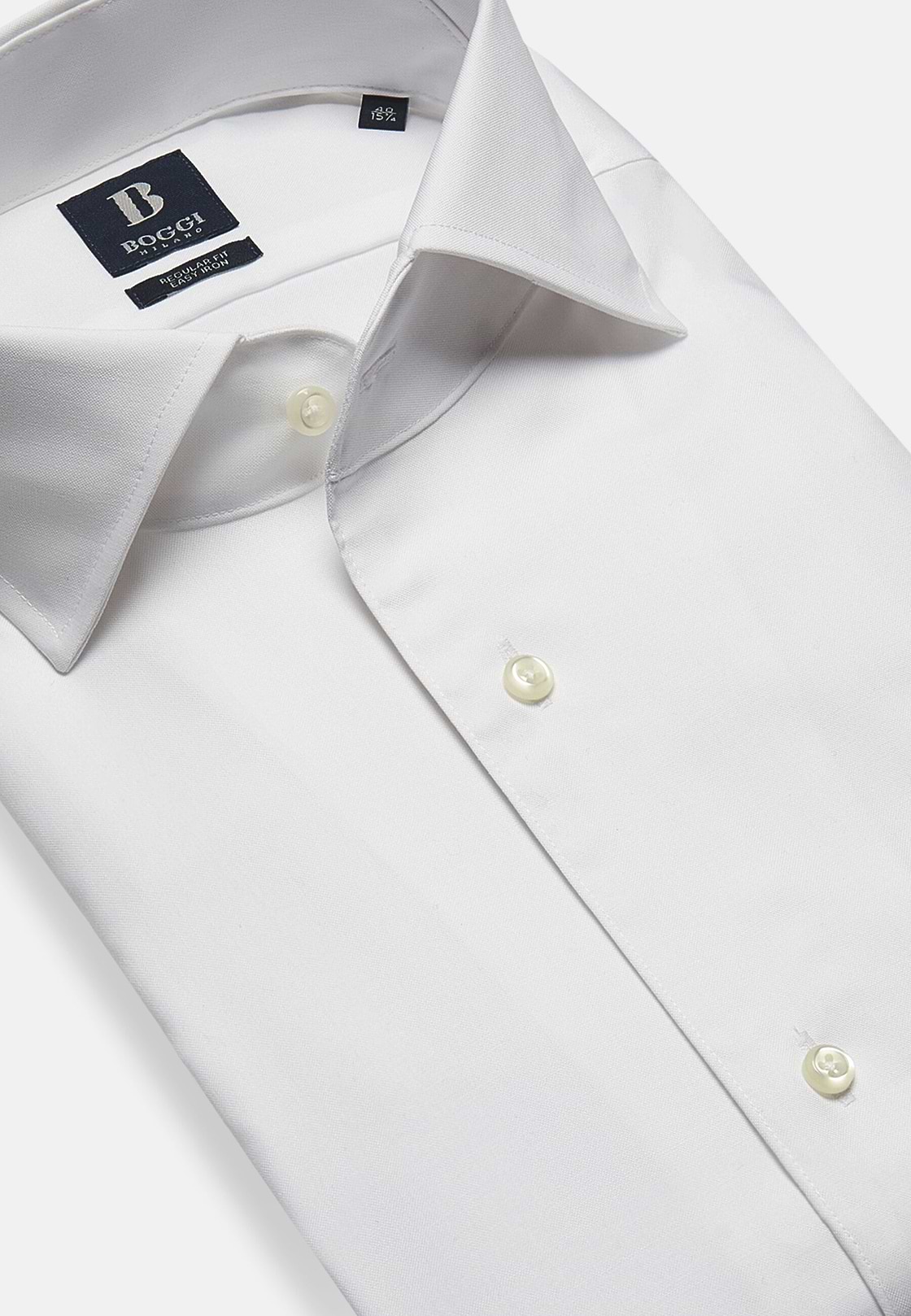 Regular Fit White Pinpoint Cotton Shirt, White, hi-res