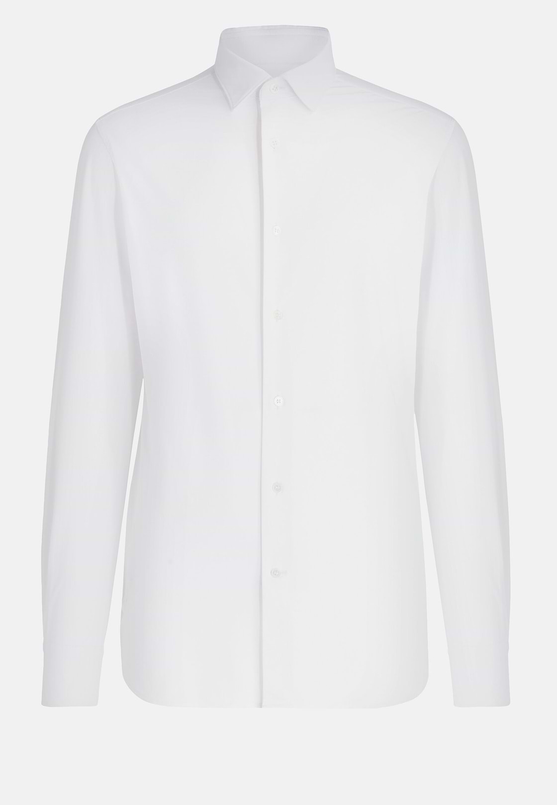 White Stretch Nylon Slim Fit Shirt, White, hi-res