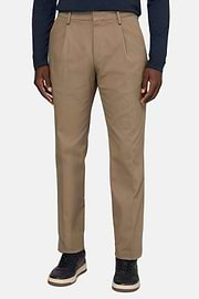 Stretch Cotton Gabardine Trousers, Taupe, hi-res