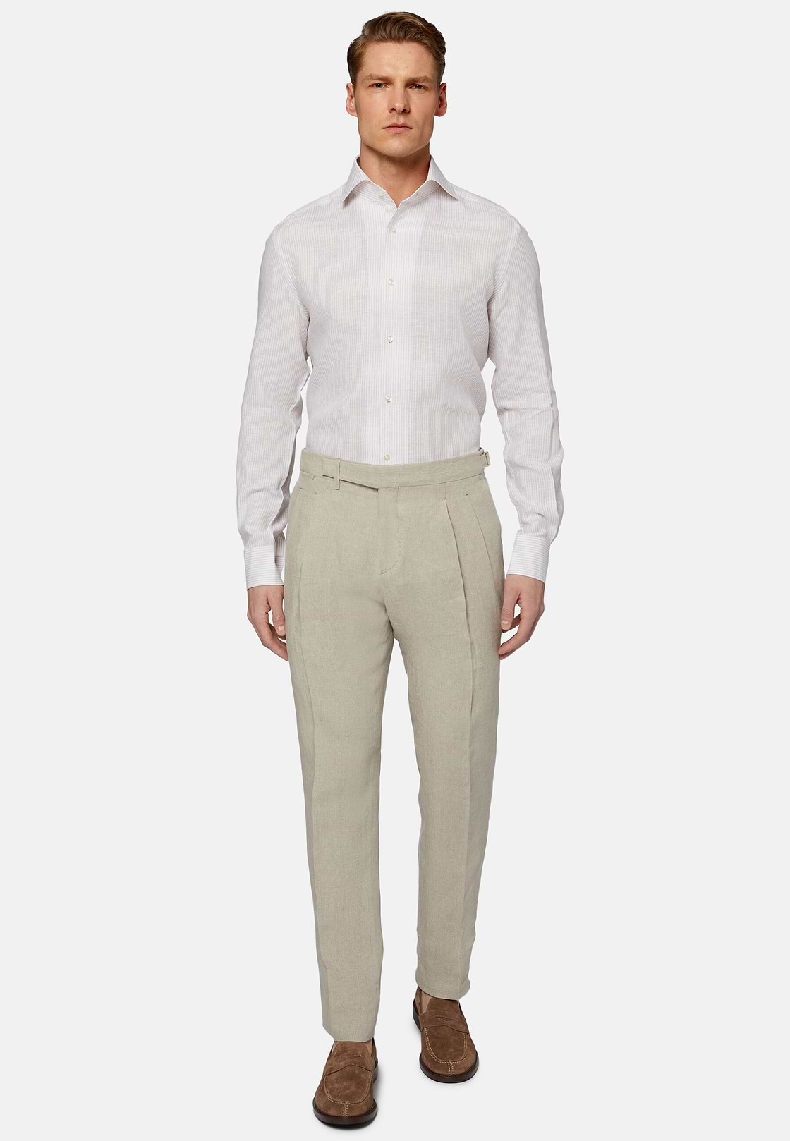 Pantalón De Lino Puro, Beige, hi-res