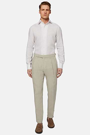 Pure Linen Trousers, Beige, hi-res