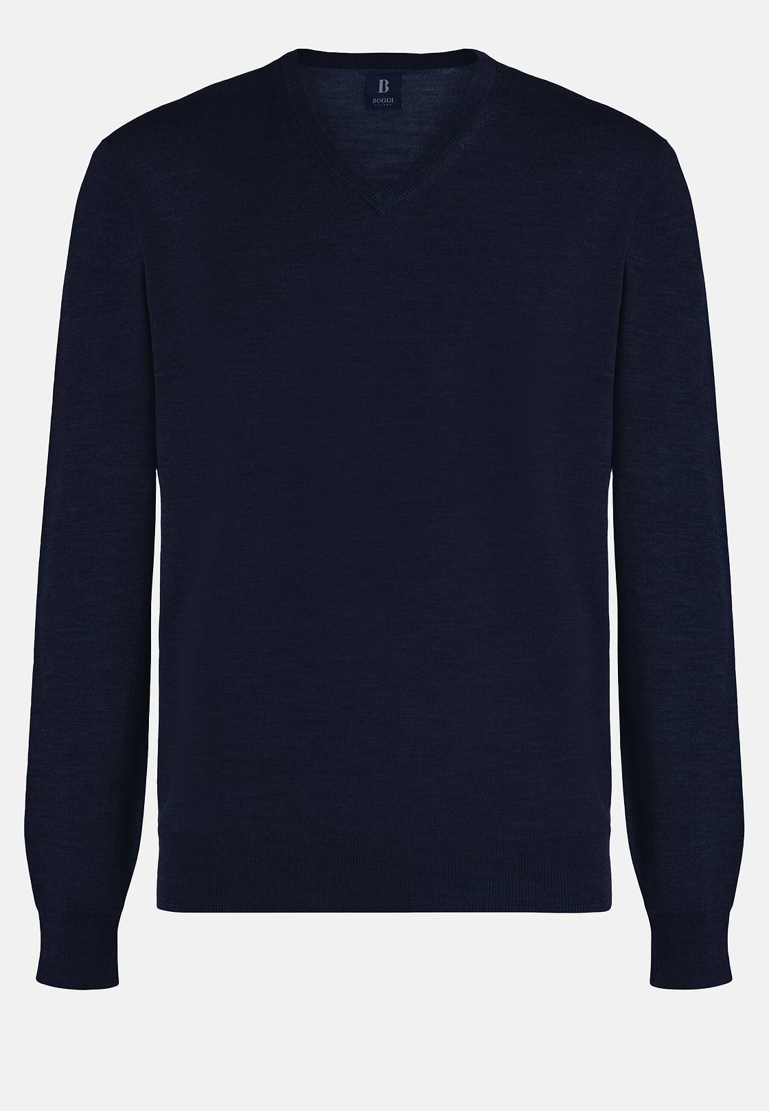 Maglia Scollo V Navy In Lana Merino, Navy, hi-res