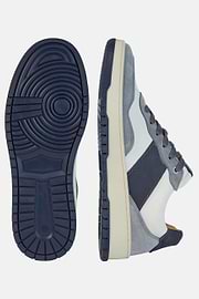Grey and Navy Blue Leather Trainers, Navy - Grey, hi-res