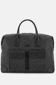Duffle Bag in Leather and Wool Blend, Charcoal, thumb, 1