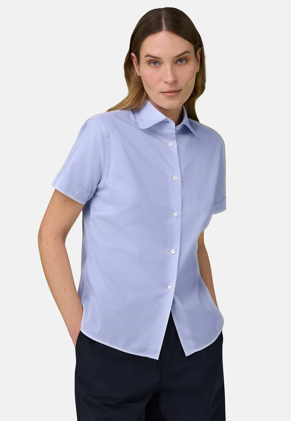 Regular Fit Striped Cotton Shirt, Light Blue, hi-res