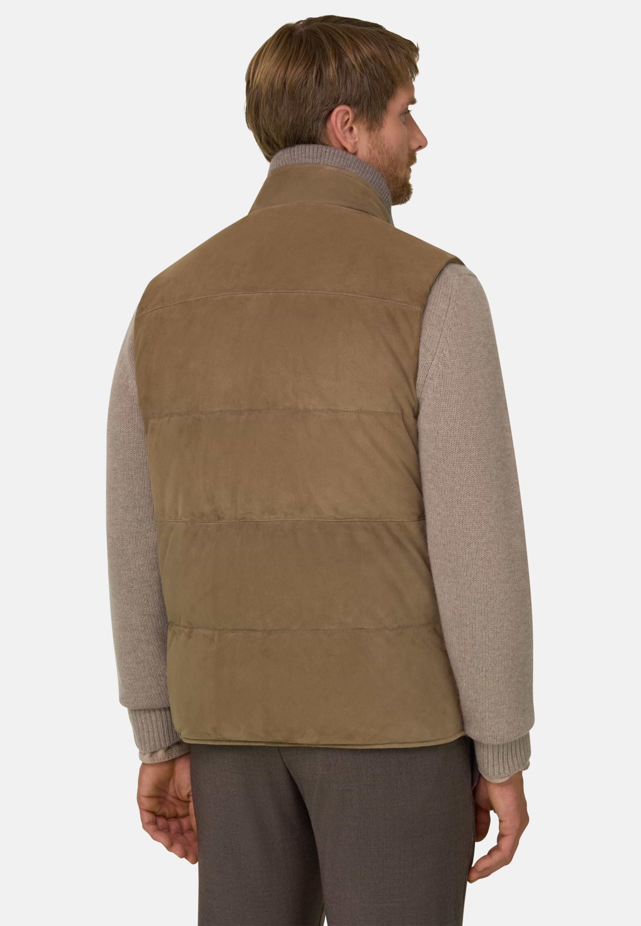 Gilet Padded in Goose Down Genuine Leather, CAML | Boggi Milano