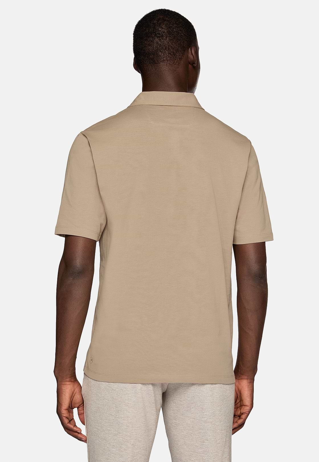 Jersey poloshirt van biologische katoenmix, Beige, hi-res