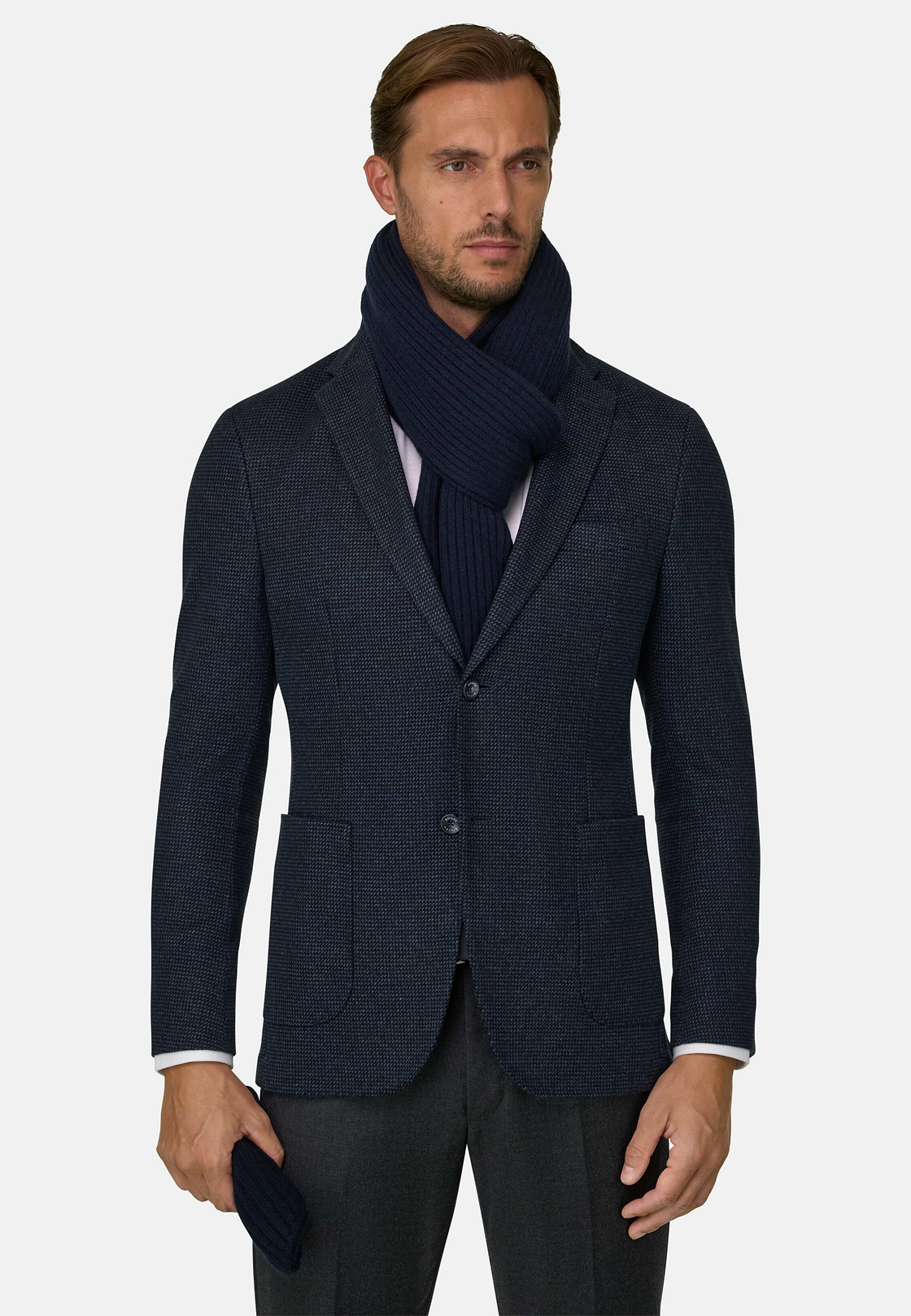 Blazer Micro Patterned Cotton Blend B Jersey, Navy blue, hi-res, 1