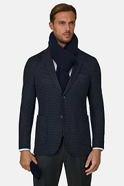 Blazer Micro Patterned Cotton Blend B Jersey, Navy blue, thumb, 1