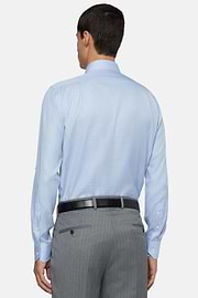 Chemise Bleu Clair Pied-de-poule En Coton Regular Fit, Bleu clair, hi-res