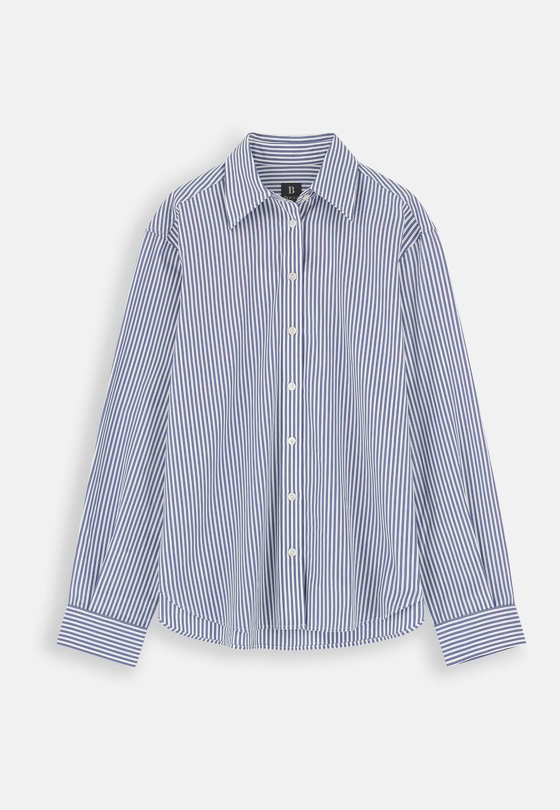 Striped Shirt Open Collar, Navy blue, hi-res, 5