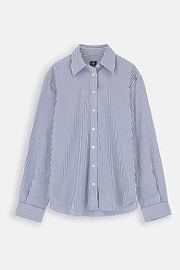 Striped Shirt Open Collar, Navy blue, thumb, 5