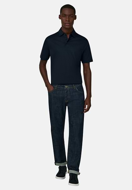Dark Blue Stretch Denim Jeans, Dark Blue, hi-res