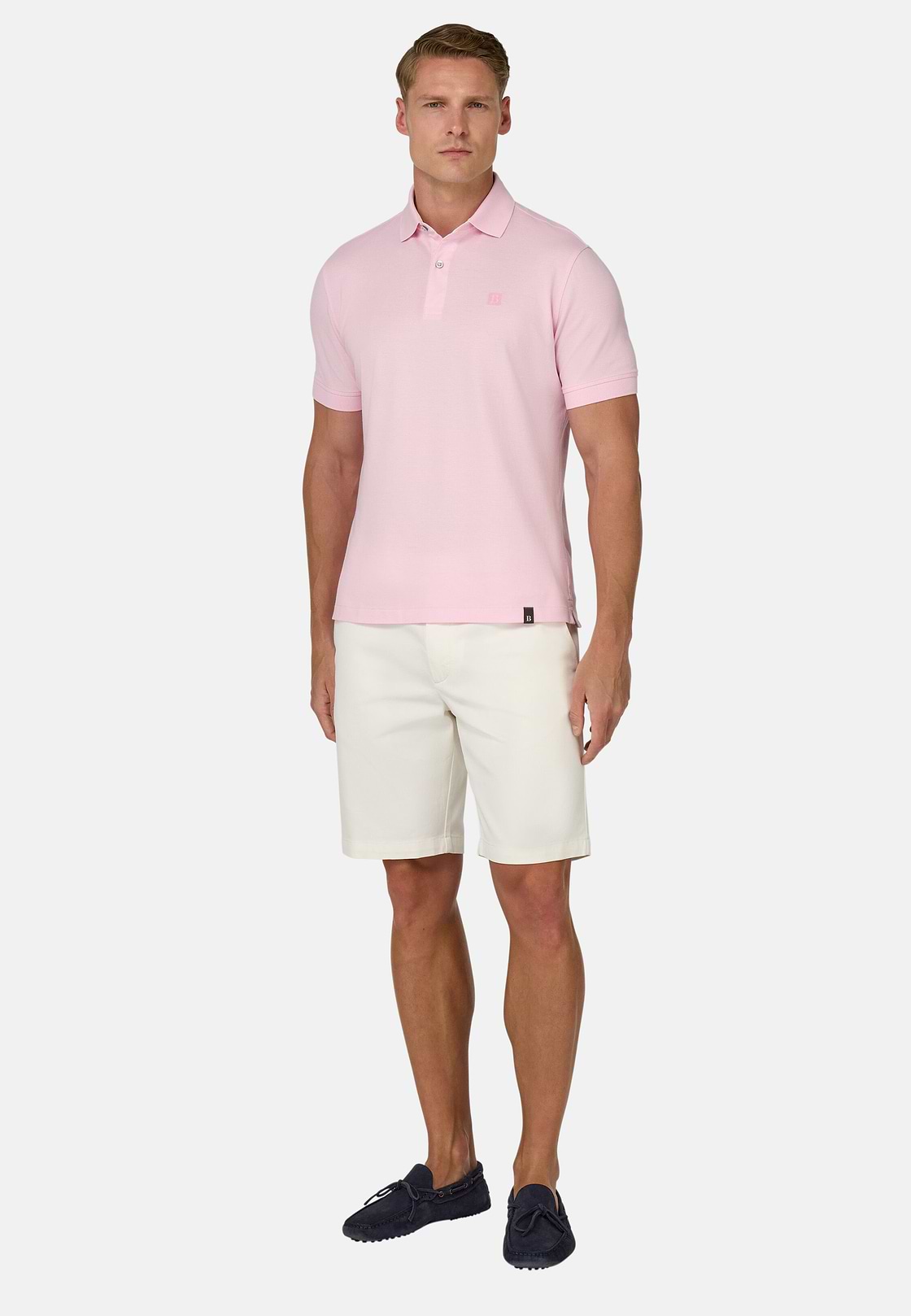 Bermuda En Coton Extensible, Blanc, hi-res