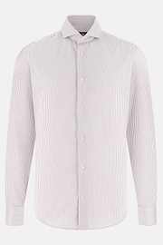 Camicia A Righe In Cotone Slim Fit, Marrone, thumb, 6