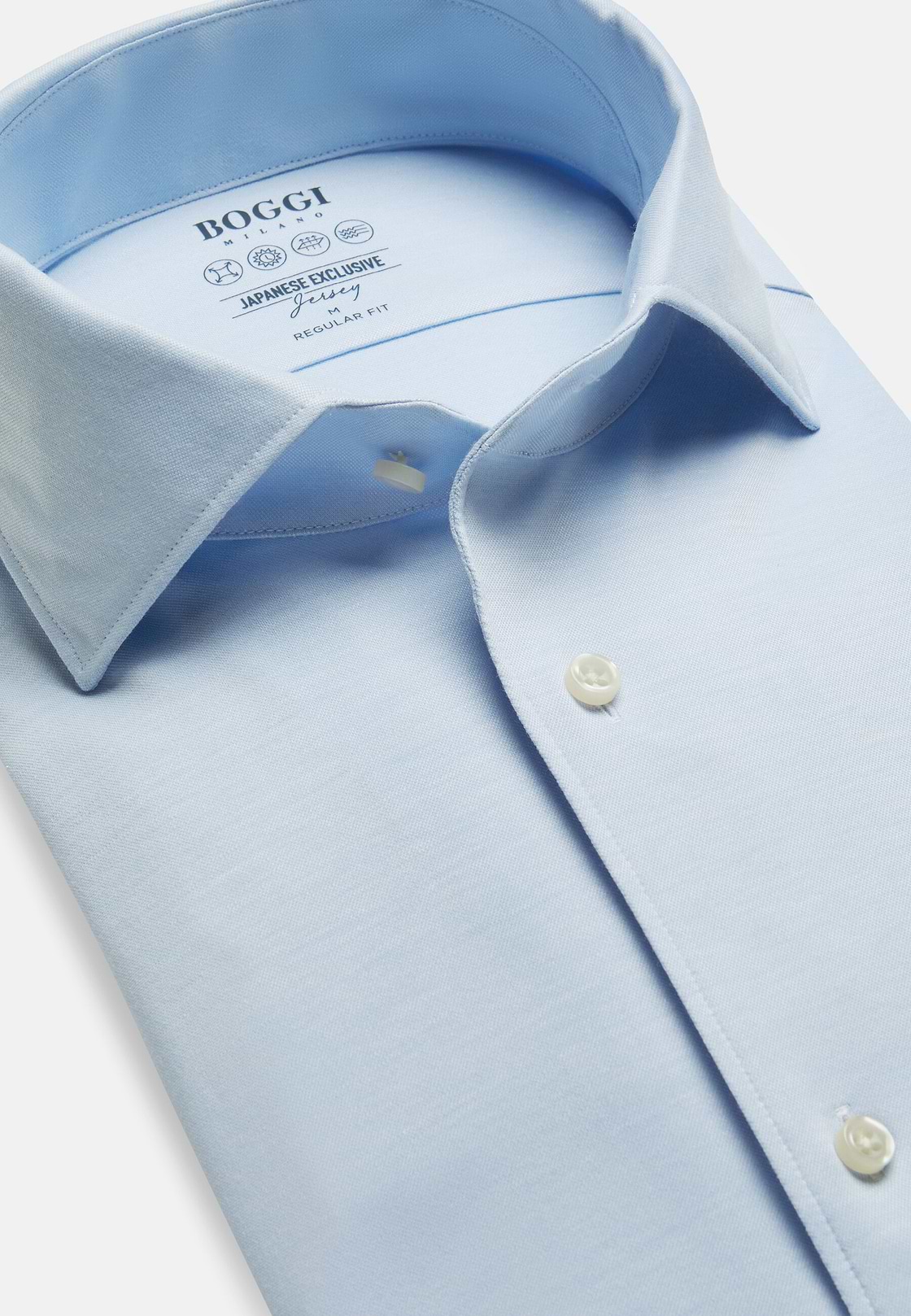 Camisa Estilo Polo De Punto Jersey Japonés Corte Regular, Azul claro, hi-res
