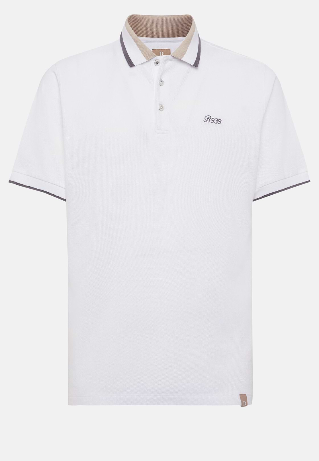 Organic Cotton Blend Piqué Polo Shirt, White, hi-res