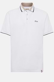 Organic Cotton Blend Piqué Polo Shirt, White, hi-res