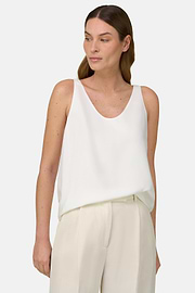 Regular Fit Viscose Silk Blend Top, Cream, thumb, 1