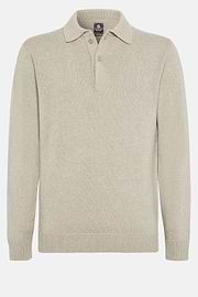 Sand Polo Neck Jumper in a Cashmere Blend, Sand, hi-res