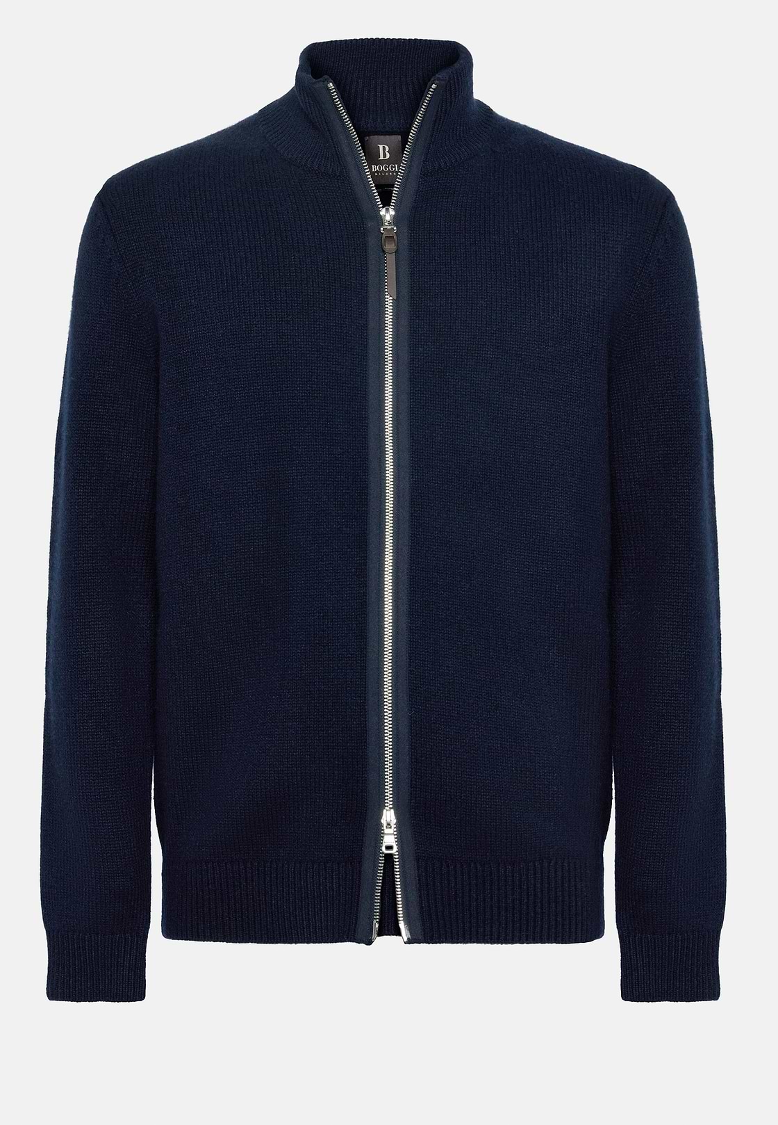Navy Cashmere Full Zip Jumper, Navy blue, hi-res