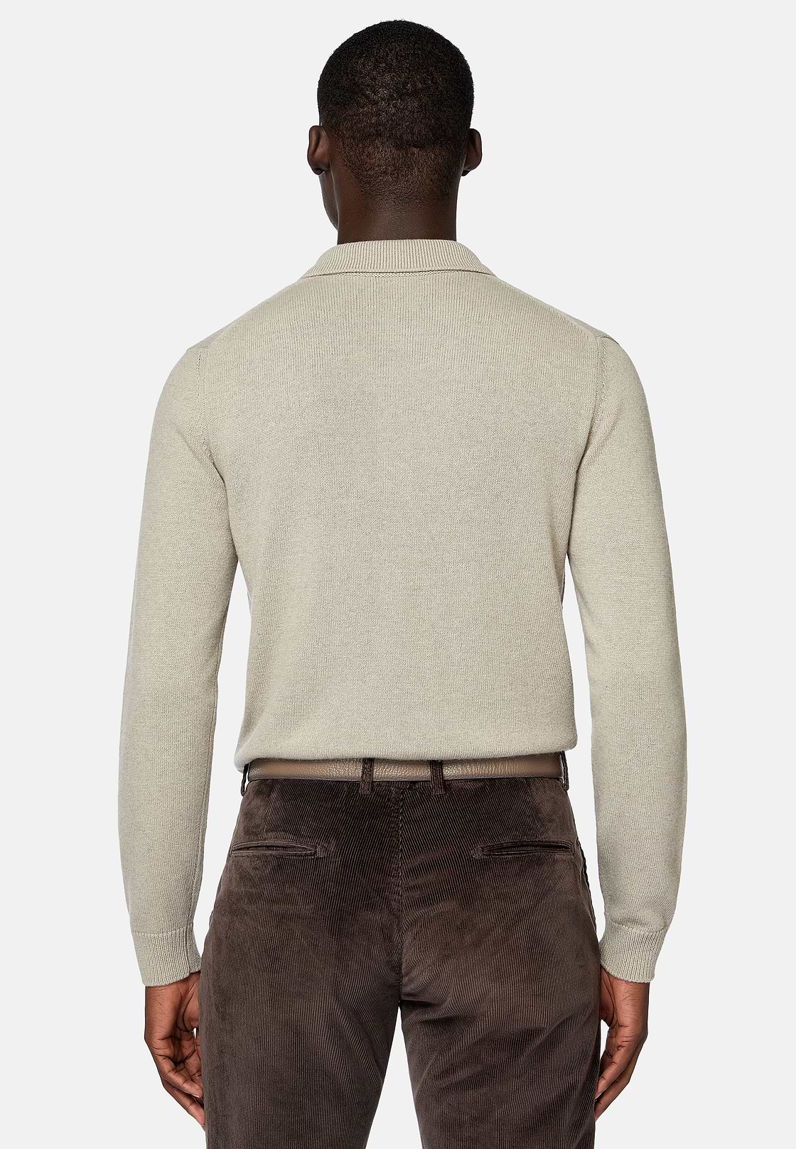 Sand Polo Neck Jumper in a Cashmere Blend, Sand, hi-res