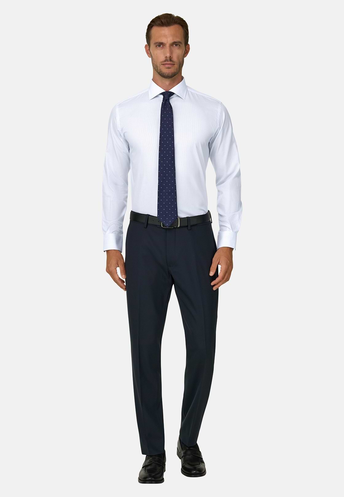 Overhemd Gestreept in Katoen Dobby Regular Fit, Light Blue, hi-res, 2