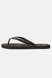 Black Printed Rubber Flip-Flops, Black, hi-res