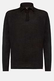 Polo In Wool Tencel, Nero, hi-res