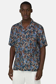 Regular Fit Printed Linen Shirt, Burgundy, thumb, 1