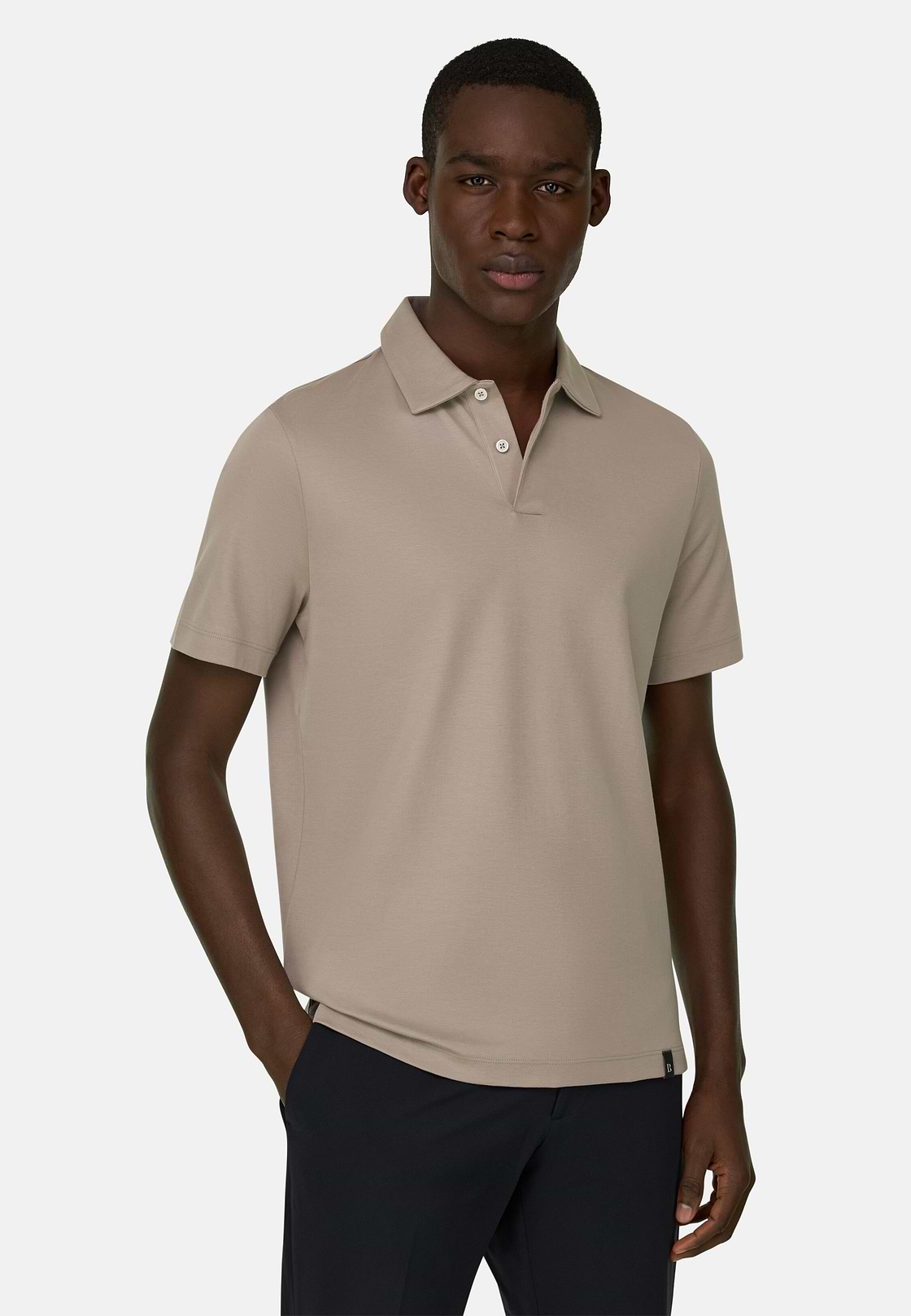 Pima Interlock Button Polo, Taupe, hi-res, 2