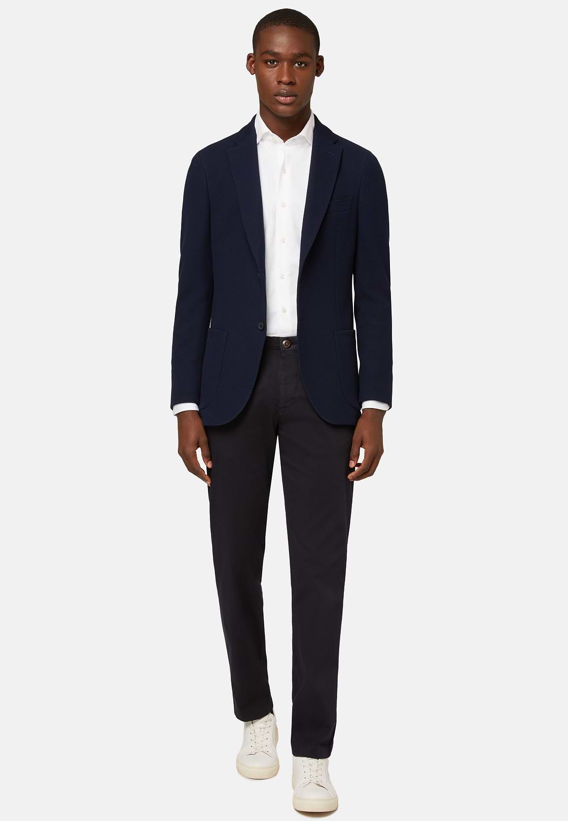 Navy Cotton B Jersey Jacket, Navy blue, hi-res, 2