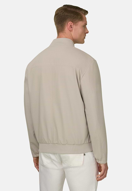 Wool Blend Bomber Jacket, Beige, hi-res