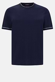 T-shirt En Maille Crêpe De Coton, bleu marine, hi-res