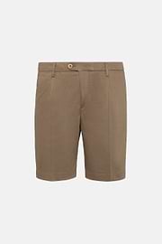Stretch Cotton and Tencel Bermuda Shorts, Taupe, hi-res