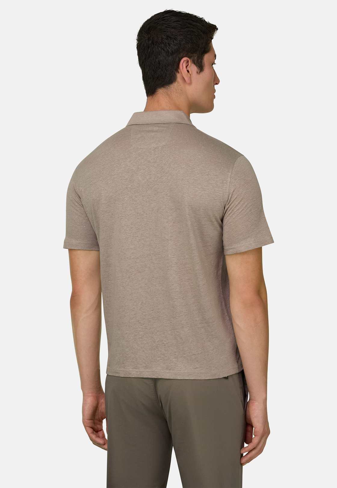 Polo En Jersey De Lin Extensible, Taupe, hi-res, 3