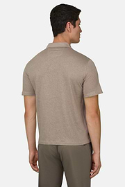 Polo En Jersey De Lin Extensible, Taupe, thumb, 3