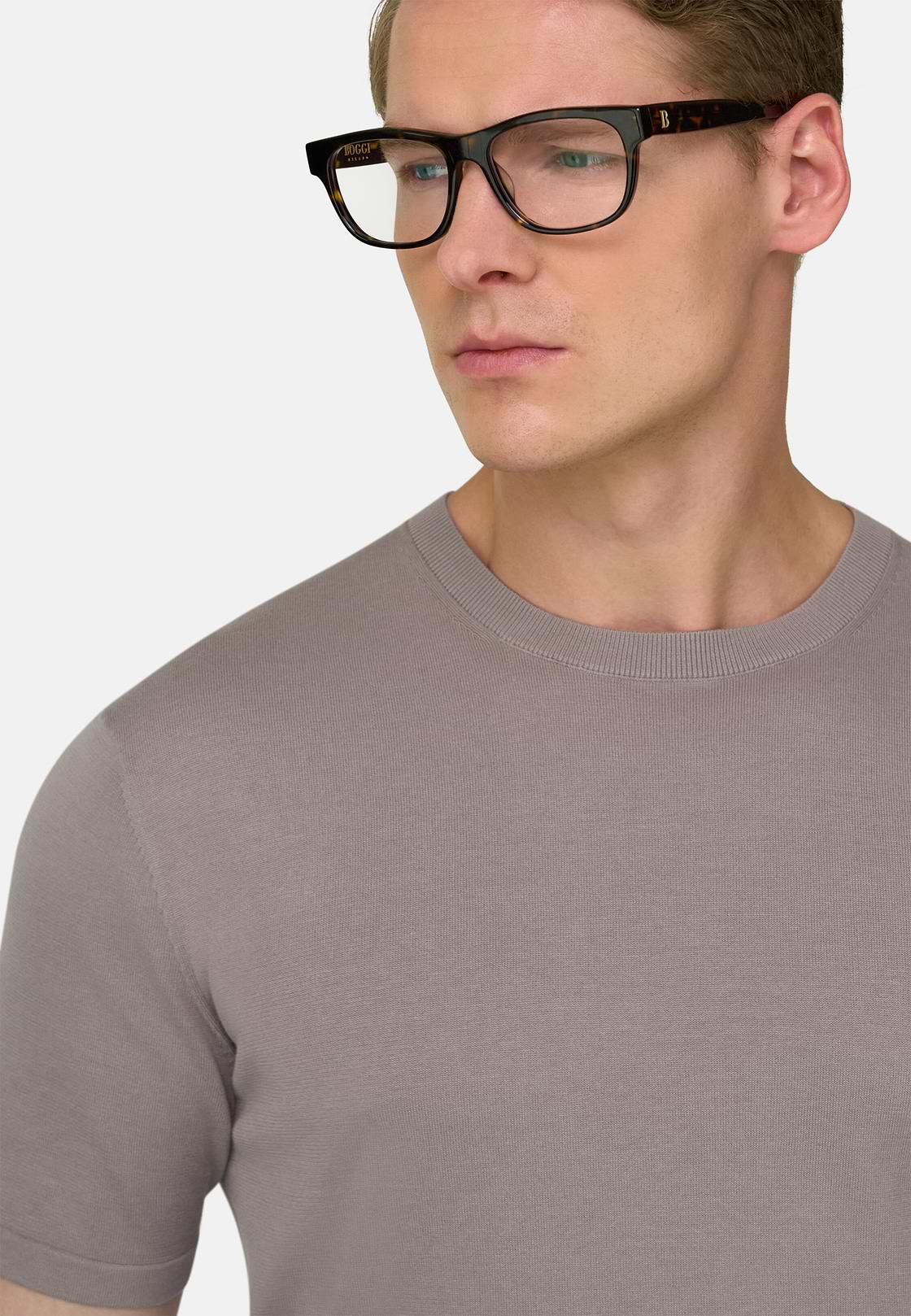 T-Shirt Cotton Crepe, Taupe, hi-res, 4