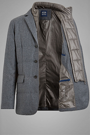 Flannel Quilted Jacket With Bib, Grey, thumb, 5