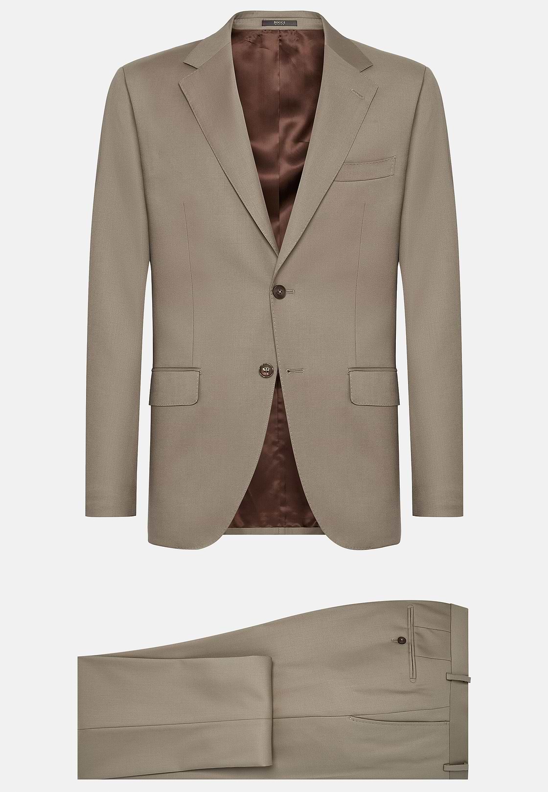 Taupe Pure Wool Suit, Taupe, hi-res