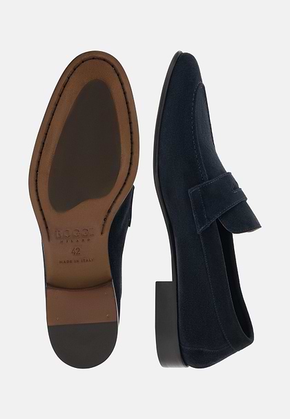 Leather Loafers, Blue, hi-res