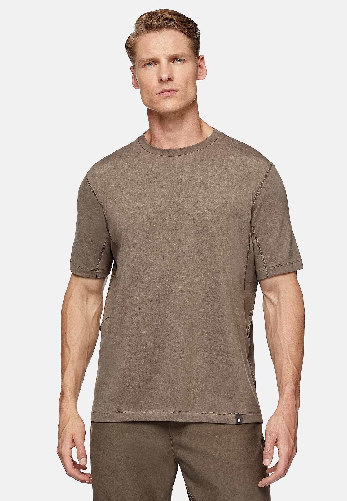 T-Shirt In Piquè Performante, Marrone, hi-res