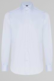 Camisa azul de pin point de algodón regular fit, , thumb, 3