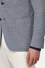 Chaqueta Jaspeada De Lino Algodón B Jersey, Azul, hi-res