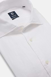 Camisa de linho branca de ajuste regular, White, hi-res