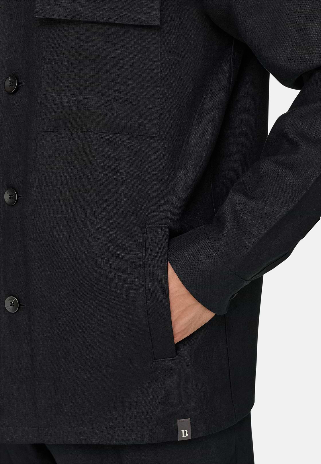Link Shacket in Pure Linen, Black, hi-res, 4