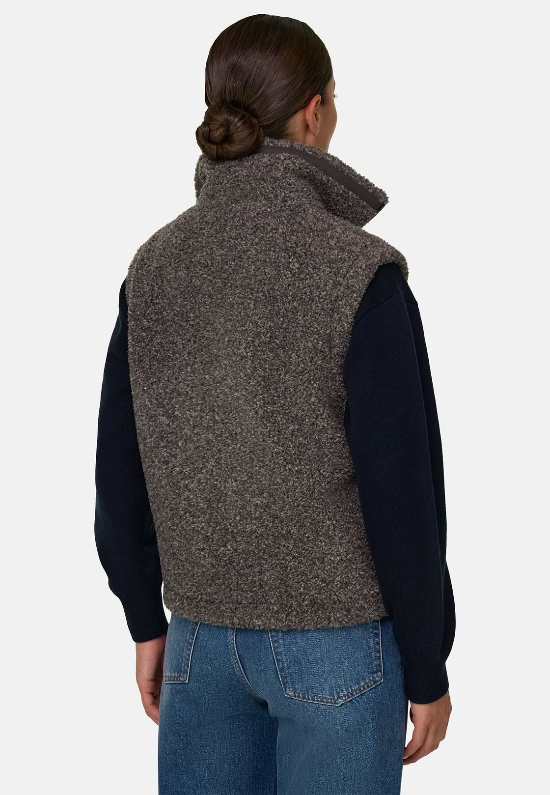 Teddy Full-Zip Gilet, Dark Grey, hi-res, 4