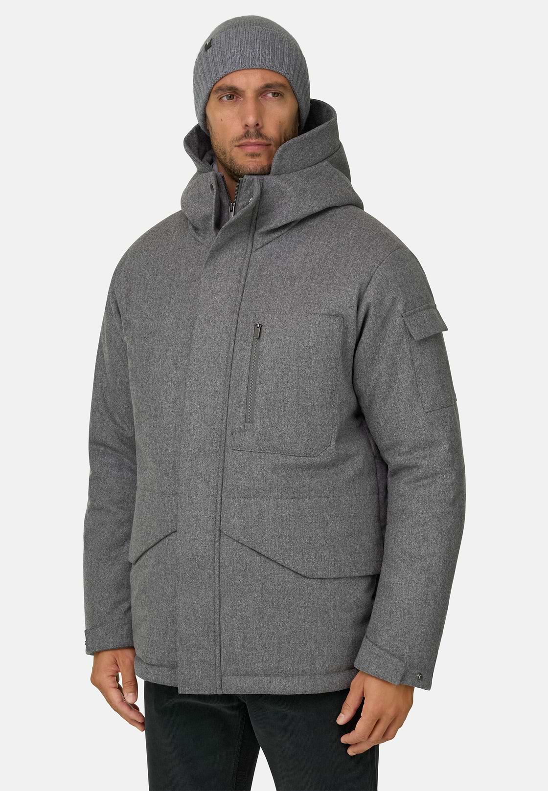 Parka Gemengd Wol Gemêleerd, Light grey, hi-res, 1